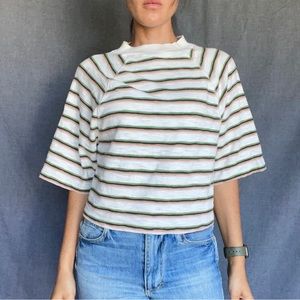 Striped high neck tee